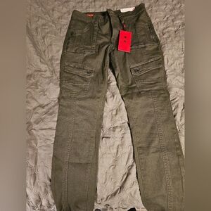 Olive Cargo Skinny Pants with Pockets
